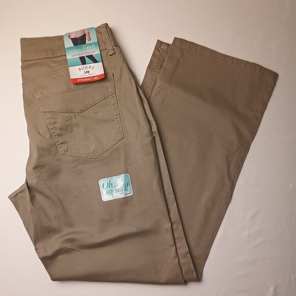 NWT Riders By Lee Jeans Size 12P Mid Rise Straight Leg Khaki Tan Color - Picture 1 of 11